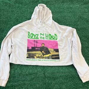 Boyz N The Hood Once Upon a Time Cropped Hoodie White Sweatshirt Size L